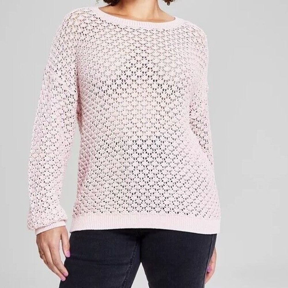 And Now This Sweater Womens XL Lotus Pink Open Knit Outerwear Pullover NWT